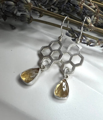 How Does Your Garden Grow - Honeycomb Earrings with Citrine - MARTINIJewels