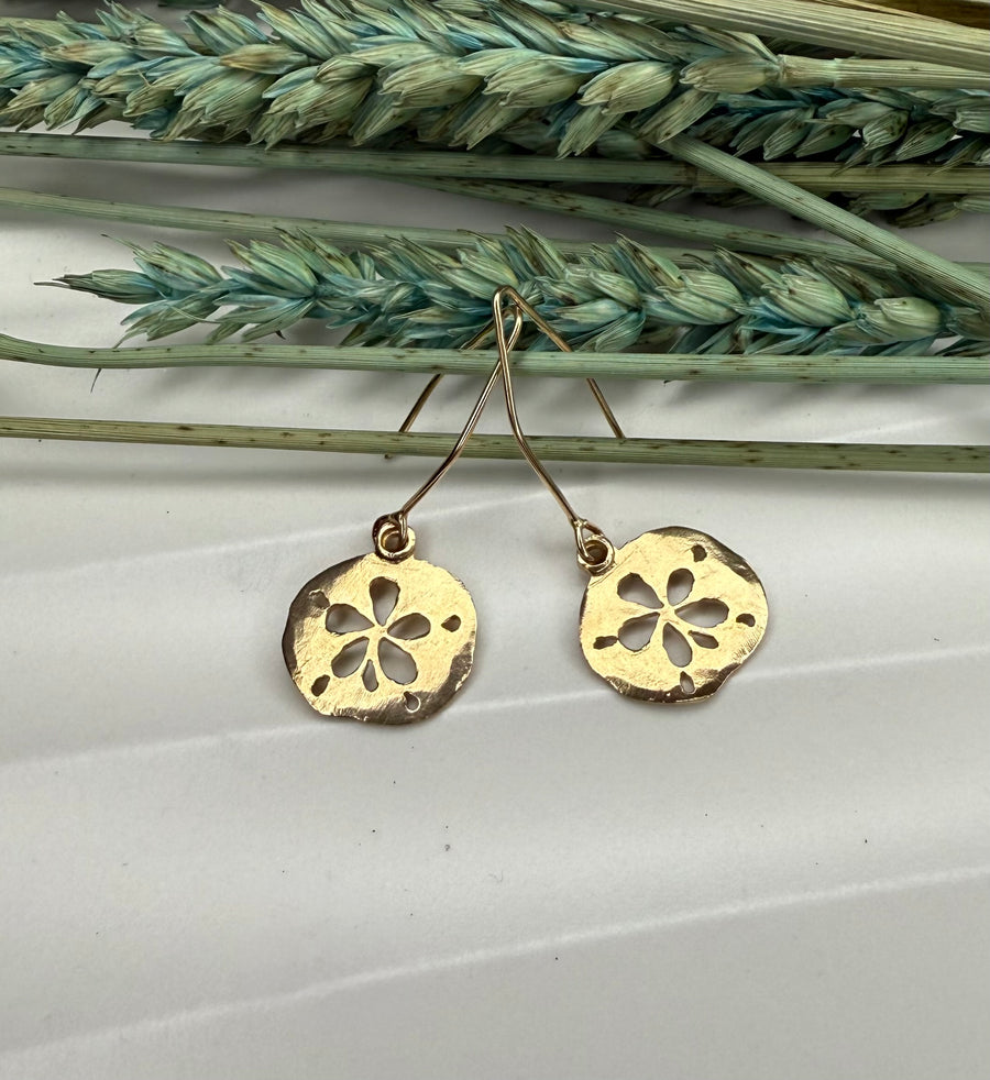 Nautical - Maine - Small Sand Dollar Earrings in 14K Gold or Sterling Silver