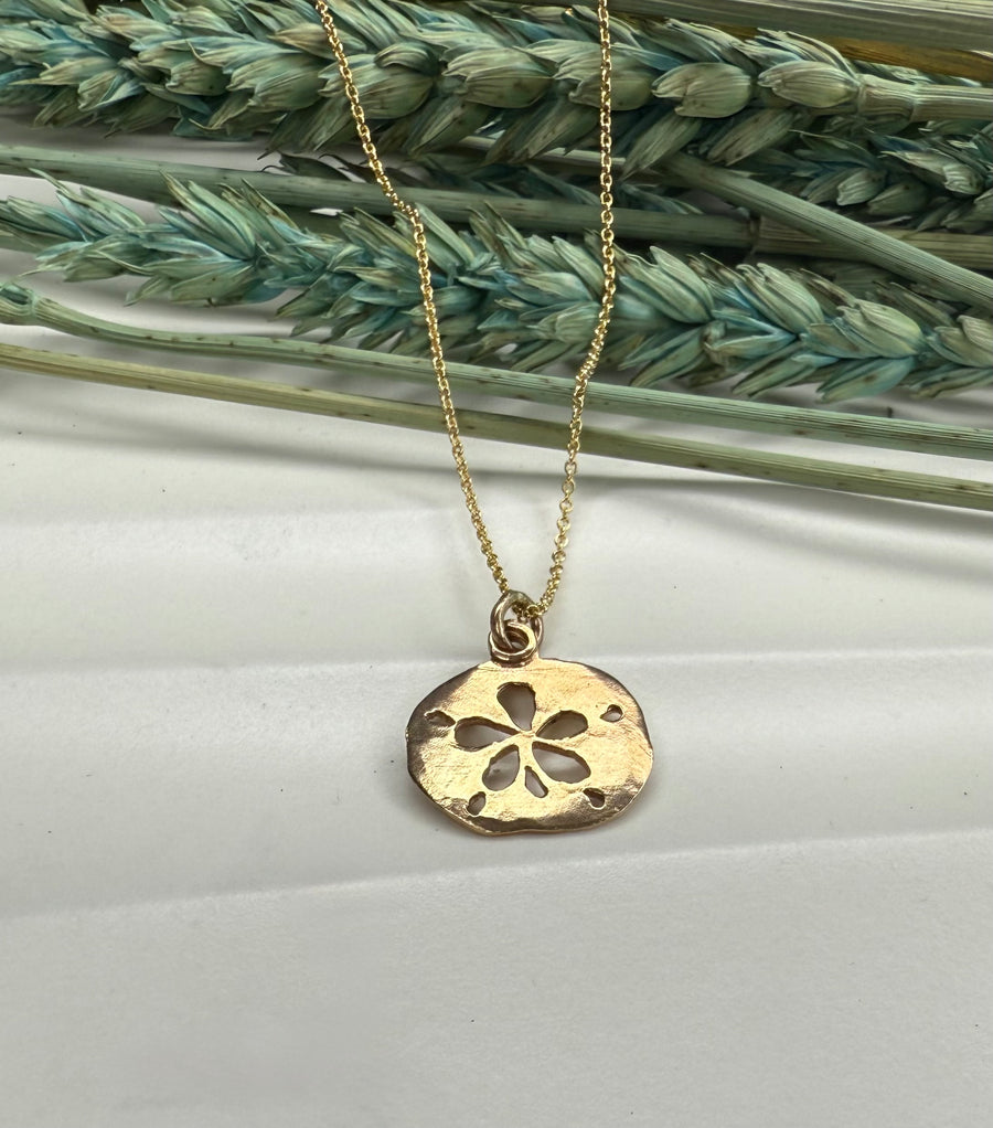 Nautical - Maine  - 14K Gold Small Sand Dollar Necklace