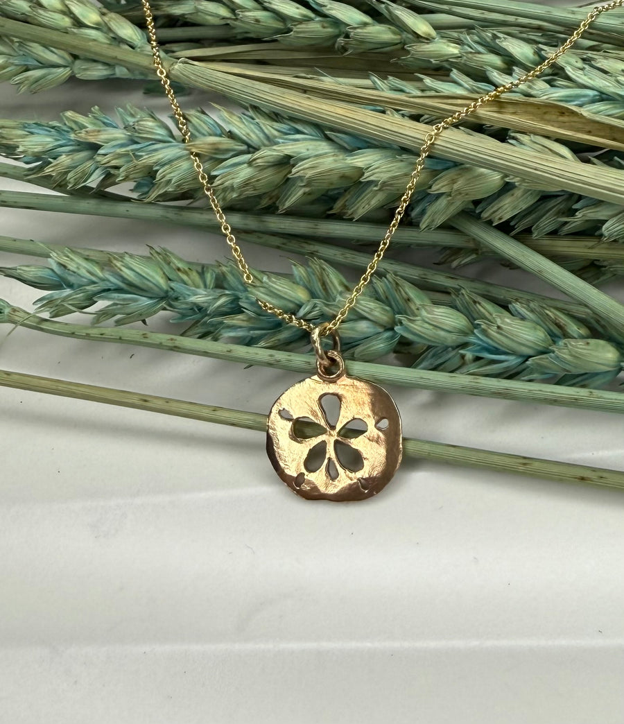 Nautical - Maine  - 14K Gold Small Sand Dollar Necklace