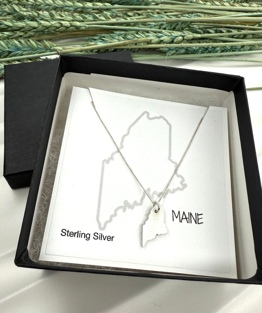 Maine State Charm in Recycled Sterling Silver