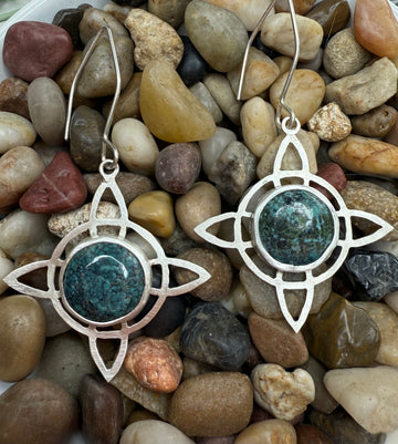 One of a Kind - Natural Tibetan Turquoise Witch's Knot Earrings