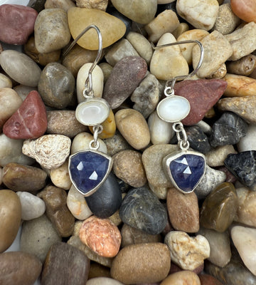 One of a Kind - Moonstone and Iolite Earrings