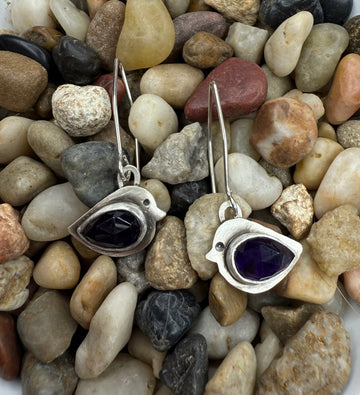 One of a Kind - Amethyst Songbird Earrings